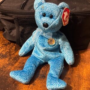 Ty Blue Swirl Beanie Baby Teddy Bear Plush